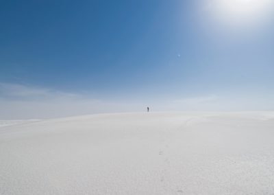 2022-06-09 USA New Mexico White Sands National Park day daylight person standing horizon dunes desert white sand gypsum