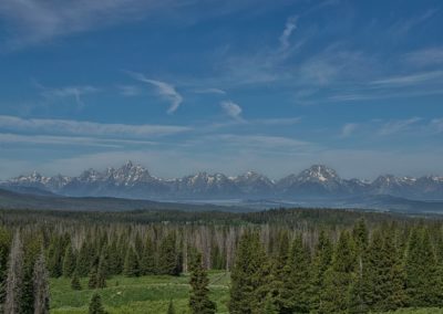 2022-07-02 USA Wyoming Grand Teton National Park landscape mountains mountain range forest pine trees