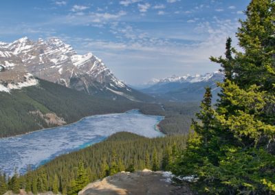 2019-05-28 Canada Alberta Banff National Park Icefields Parkway Promenade des Glaciers scenic road nature landscape mountains forest Peyto Lake frozen lake water