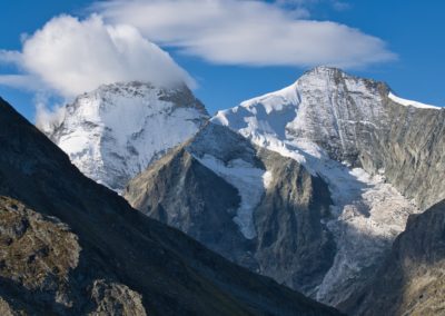 2023-09-16 Suisse alpes Valais Val-d'Anniviers Zinal CAS Cabane Arpitettaz lac Arpitettaz deux jours meilleure blus belle randonnée montagne neige glacier chemin de randonnée sentier Dent Blanche nuages Grand Cornier