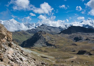 2023-09-19 Suisse alpes Valais Val-d'Anniviers Zinal Grimentz CAS Cabane Becs de Bosson deux jours meilleure blus belle randonnée montagne neige glacier chemin de randonnée sentier vue nuages chaine de Weisshorn