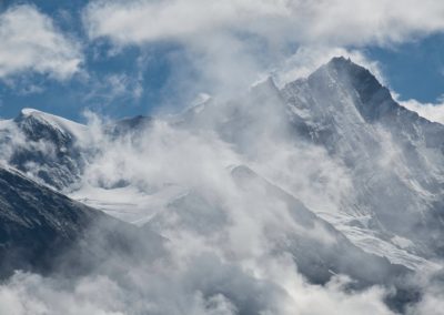 2023-09-19 Suisse alpes Valais Val-d'Anniviers Zinal Grimentz CAS Cabane Becs de Bosson deux jours meilleure blus belle randonnée montagne neige glacier chemin de randonnée sentier vue nuages Weisshorn