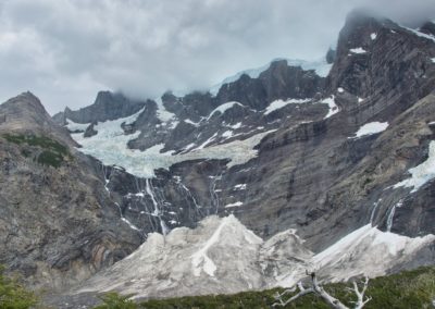 2023-01-12 Chile Patagonia Puerto Natales Torres del Paine National Park Parque Nacional the best the most beautiful hike magnificent trail Multi-day hike W-Trek day stage 2 mountains snow viewpoint Frances Glacier