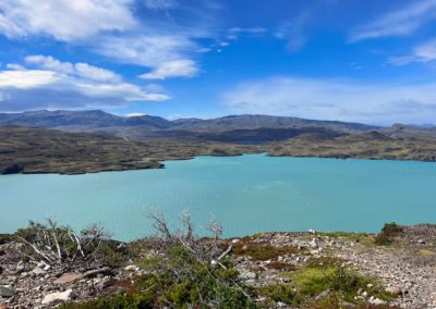 2023-01-13 South America Chile Patagonia Puerto Natales Torres del Paine National Park Parque Nacional the best the most beautiful hike magnificent path Multi-day hike W-Trek day stage three 3 Lago lake Nordenskjold blue sky viewpoint mountains magnificent landscape